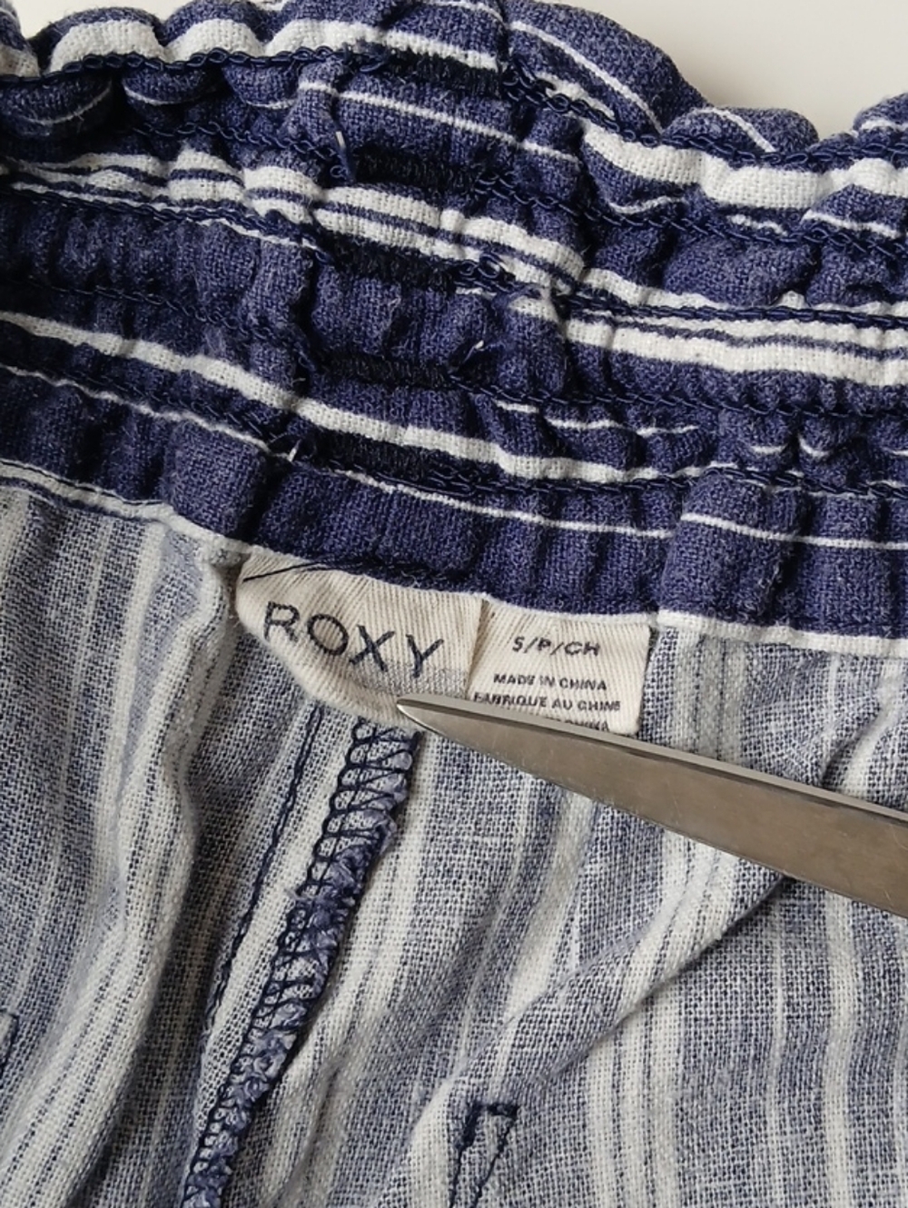 Roxy Linen Beach Pants Blue White Stripe Size Small - Picture 4 of 7